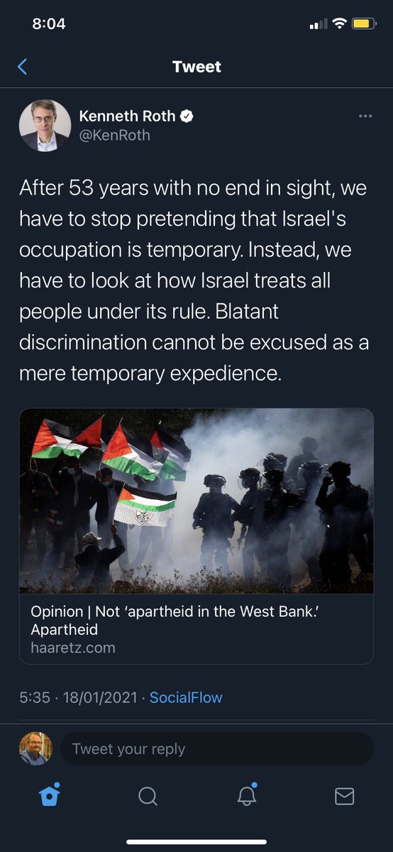 Quick thoughts and thread on the recent barrage of articles seeking to push the view that all of Israel, and the West Bank, and Jerusalem and Gaza are “apartheid”...implications of this is to roll it out on eve of Biden admin to try to shift narrative (again)