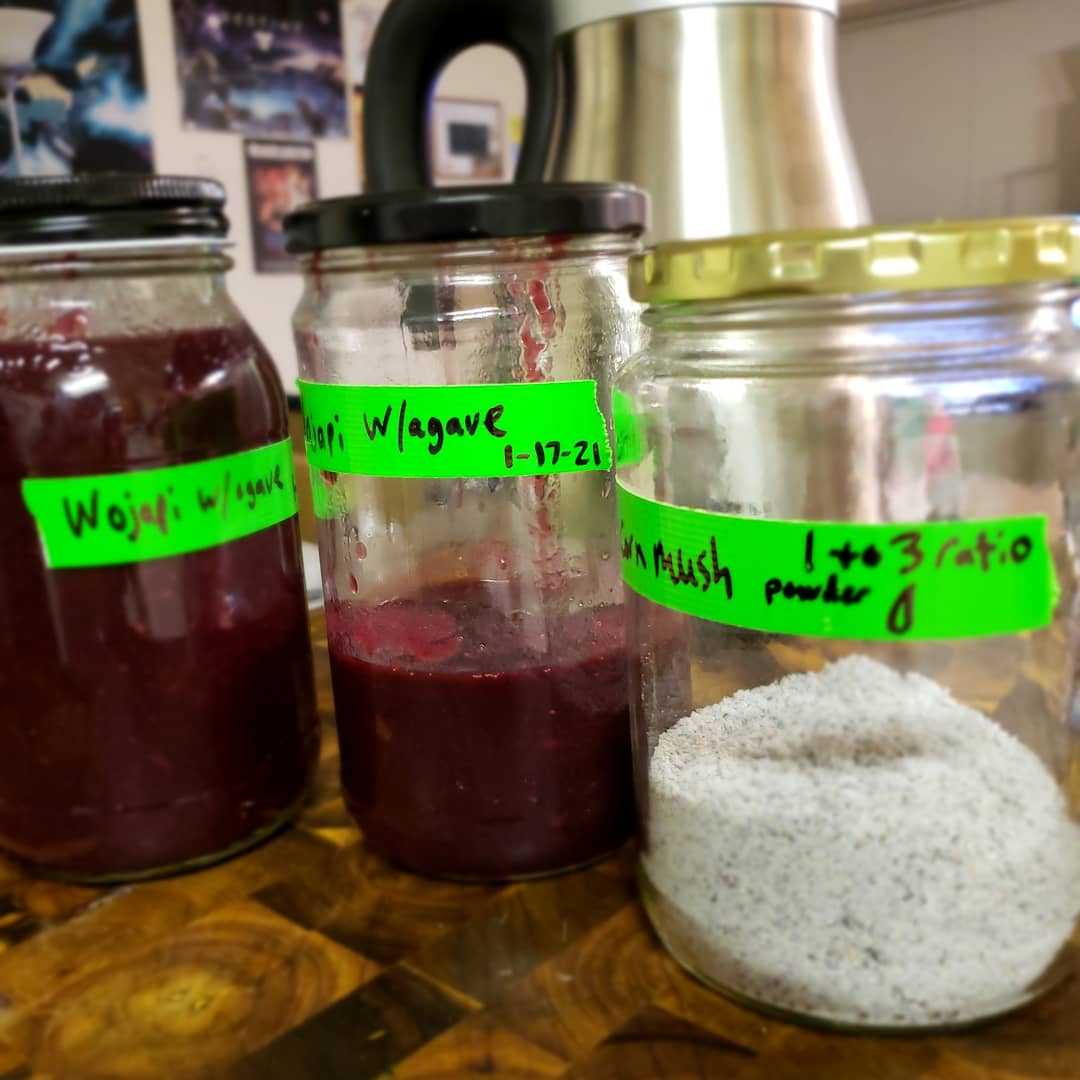 Uncle_Smidge's tweet photo. Hand ground blue corn mush and homemade wojapi for dinner! #vegan, #glutenfree, #precontact #Indigenous and DOPE. My arms are tired. 🤘 @sortedfood @Bebbrell @jamesalcurrie @JamieSpafford @whatbarrysdone @mikehuttlestone #sortedfood https://t.co/KxuyrEm1J7