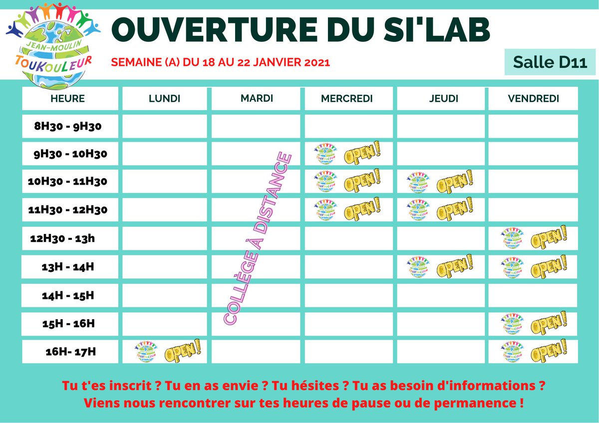 SiLAB76594394's tweet photo. Nouveau planning de la semaine🙂. A très vite au Si'LAB ! 
@PeriSandrine @HafidhouAli1 @MarieLaurenceFa  @TouKouLeur4Lab @CardieNice https://t.co/cfLOme3Isg