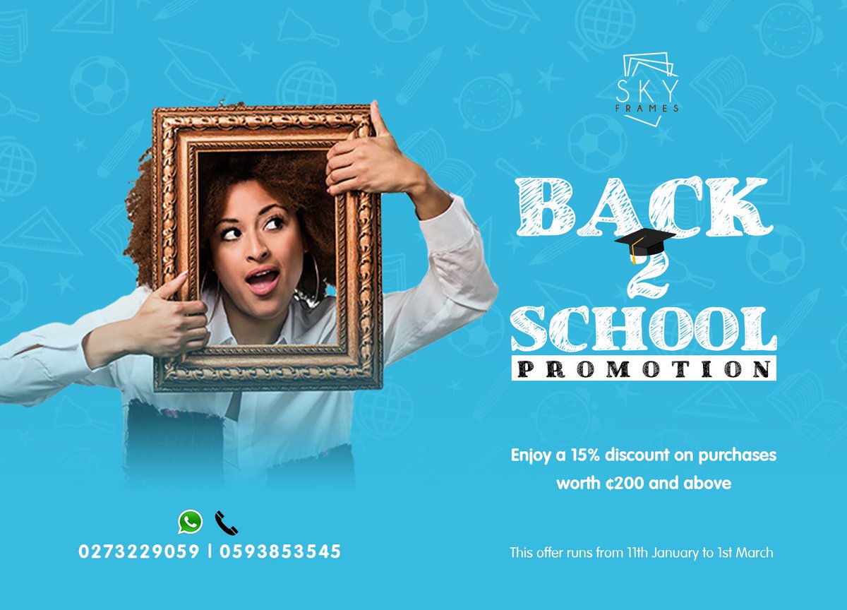 KofiSilas_'s tweet photo. In our quest to create lasting memories for you and your loved ones, SKY FRAMES is giving you a whooping 15% Discount in our Back to School Promo. β€οΈ Contact Sky Frames on 0273229059/ 0593853545 for your beautiful, quality and affordable Frames at cool prices. #SkyFrames πΌ https://t.co/NonseLkGb7