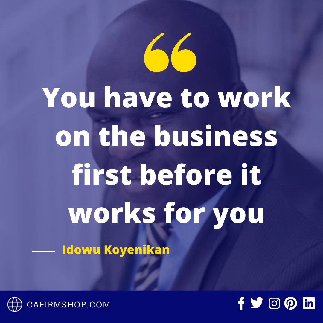 You have to work on the business first before it works for you
- idowukoyenikan

#quotes #quoteoftheday #cafirmshop #cafirmshopquote #business #businessideas #growth #sucess #successful #engagement