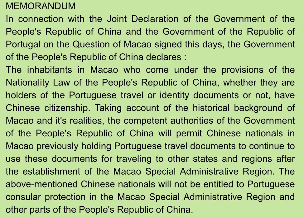 One can see the future for BN(O) holders by referring to the Sino-Portuguese Joint Declaration on Macau. China agrees Macau residents can hold Portuguese “travel documents” (passports), but they are Chinese citizens regardless, at least on Chinese soil.