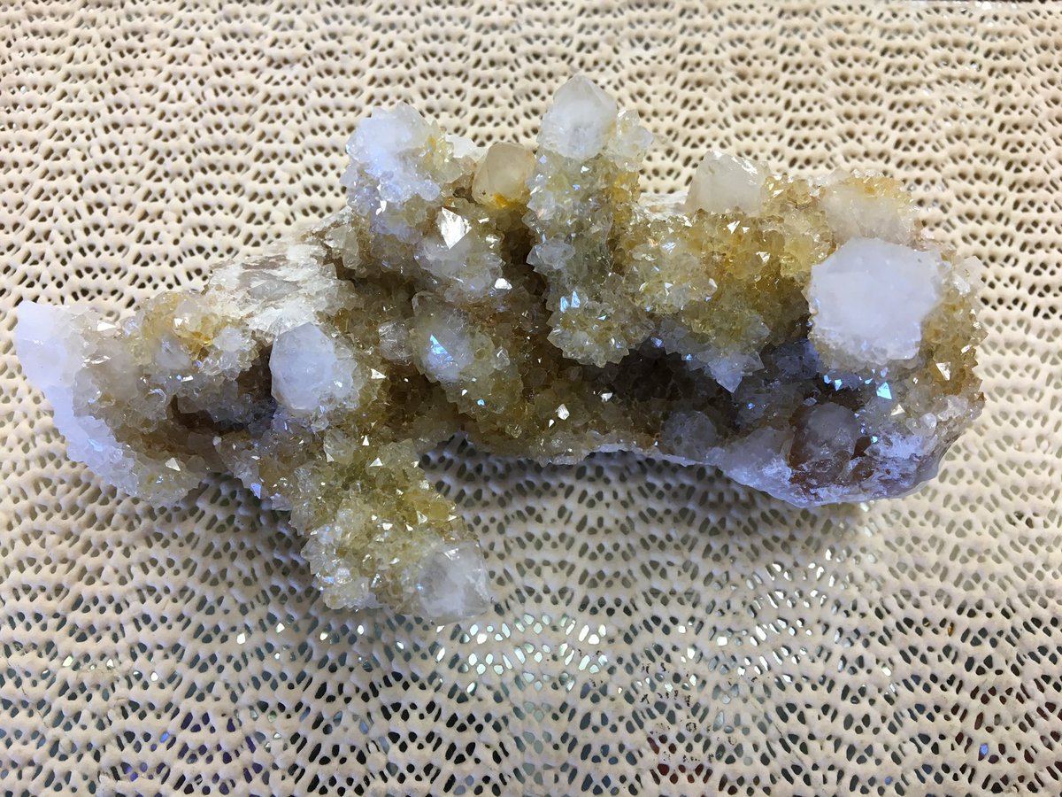 LonePineRocks's tweet photo. ROCK OF THE MONTH! Cactus #Quartz is a special variety of quartz crystals.  They are 1 generation of crystals that are encrusted by a 2nd generation of crystals. Also referred to as 'spirit quarts' or 'pineapple quartz'. Absolutely beautiful!
#LPRG #lonepinerocksandgifts https://t.co/e6NlU6vMLz