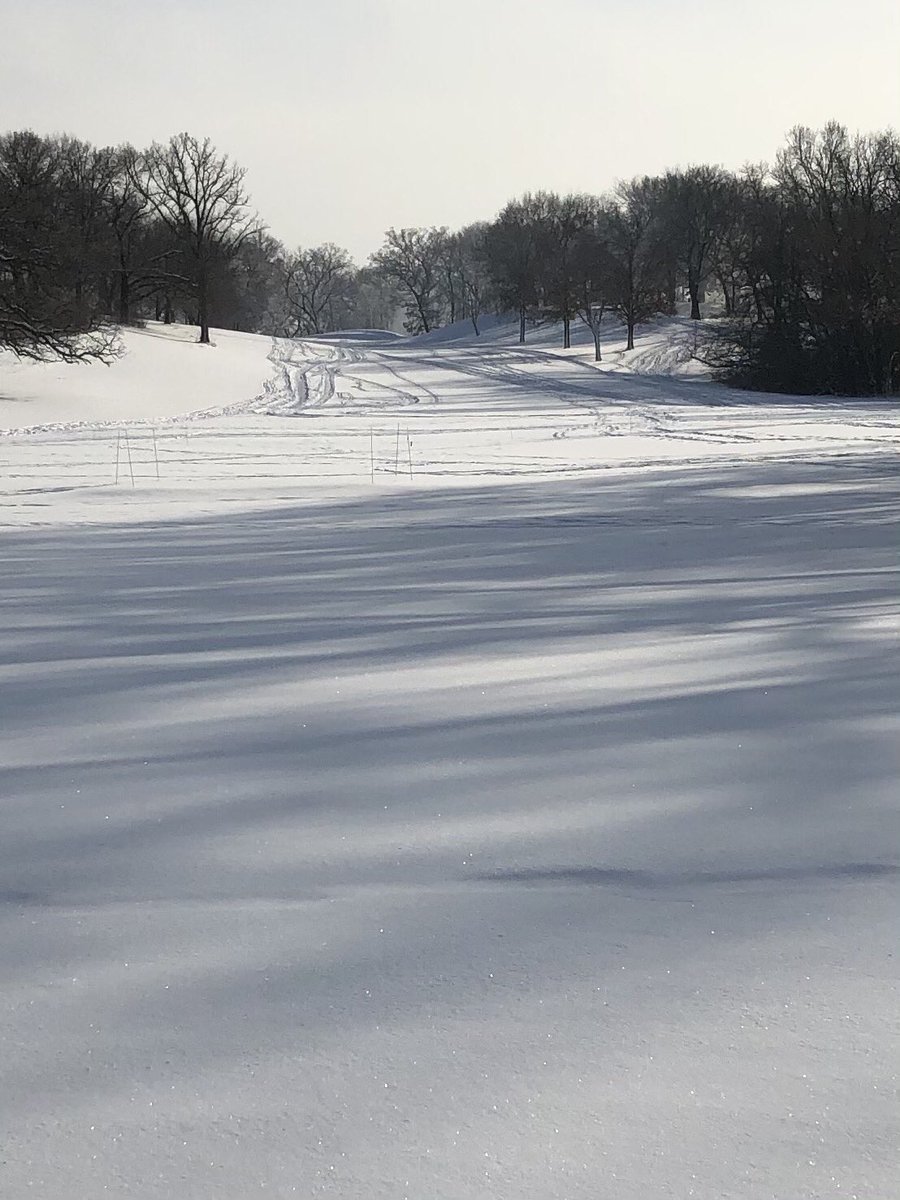 dbinsaintpaul's tweet photo. Beneath this placid layer of snow is a long hill, gradual at the bottom, steeper at the top. Every Monday my first 2 years of college cc we ran 10x800, starting at the top, 400 meters down & back up. It was so hard & we got so strong. Hiked there today & smiled at it. #gvlc https://t.co/6V40168kLa