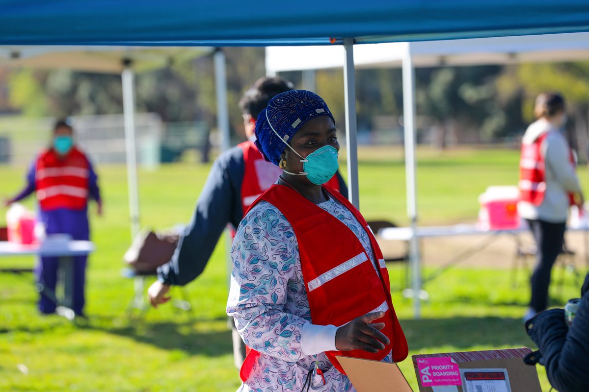 MayorOfLA's tweet photo. This week @LACity supported @LAPublicHealth in opening vaccination sites across the city for health care workers. The vaccine will be available to other groups of essential workers and more Angelenos in the weeks and months to come. Hope is coming to end this pandemic. https://t.co/2NmSMKUbz3