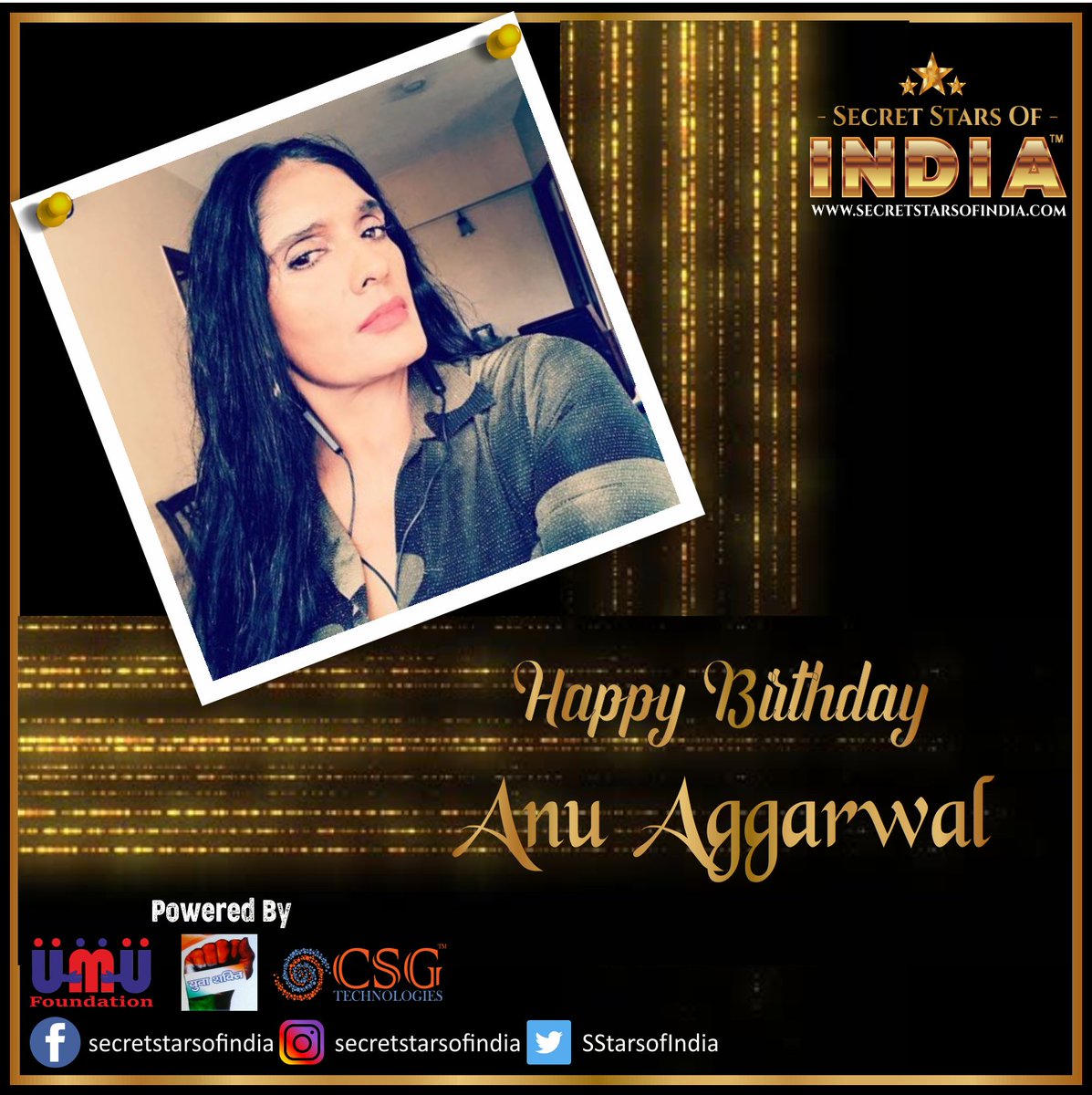 Happy Birthday @anusualauthor 
From Secret Stars of India   

#anuaggarwal #anu #hbdanuaggarwal 
#hbdanu #happybirthdayanuaggarwal #happybirthdayanu #happybirthday 
#mahendersaluja #secretstarsofindia 
#secretstars #umadeus #umadeusfoundation #csgtechnologies #yuvashaktisangathan