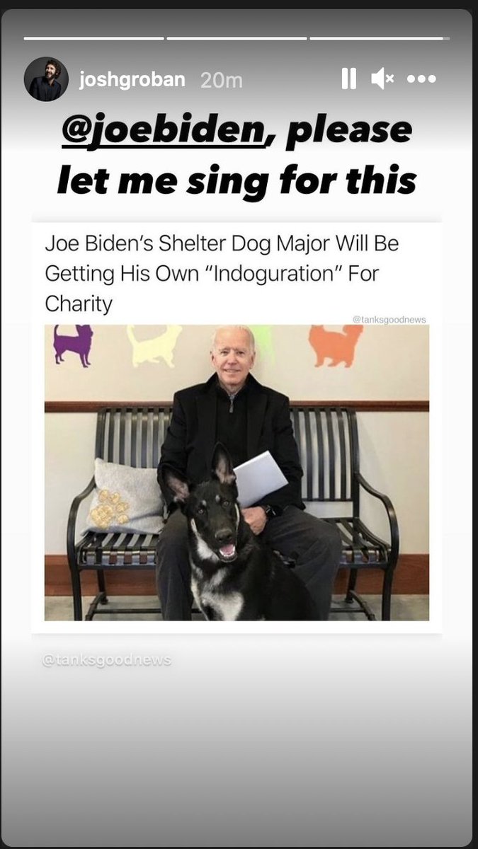 .@JoeBiden Did you see this? Please let @joshgroban sing at your dog, Major's, 'Indoguration'. This is going to be such a fun event & it's for charity!! Sunday, January 17 at 3 p.m. ET. cbsnews.com/news/joe-biden…