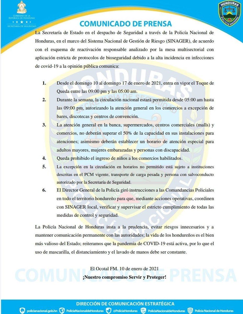 MarlynElisa's tweet image. Sinager modifica horario de circulación en territorio nacional : de 5:00AM a 9:00PM.
#Honduras #CuarentenaExtendida #COVID19 👇