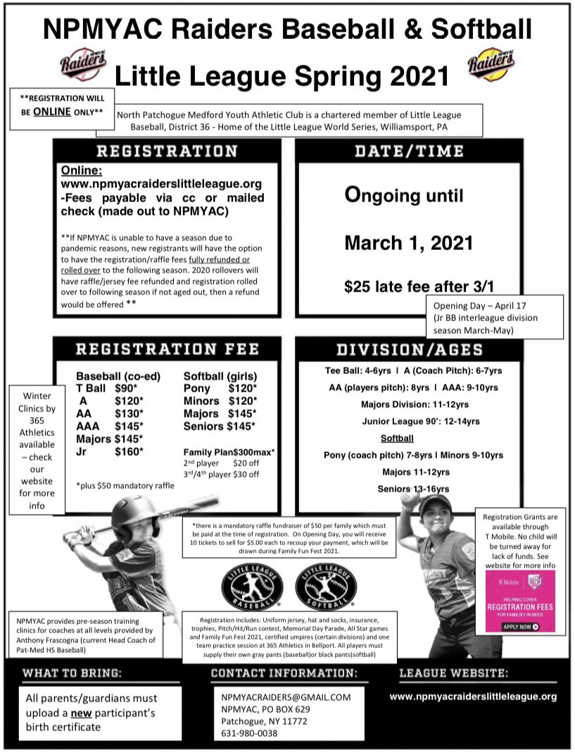 2021 Spring Registration now OPEN