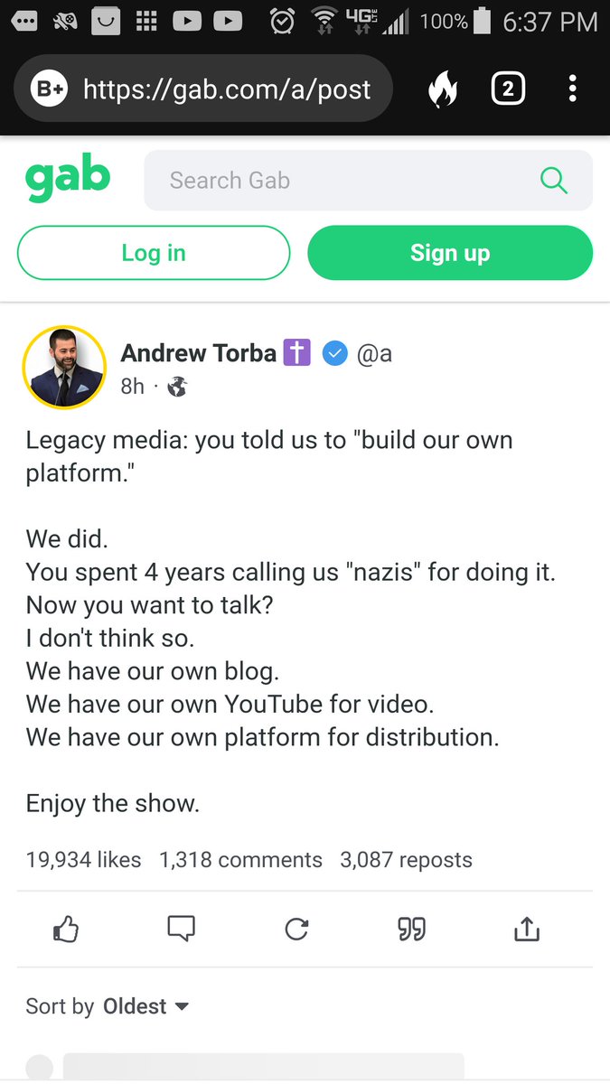 willpfeiler's tweet image. Fellow Christians and Patriots, check out gab.com as an alternative to Twitter and YouTube. It is a Christian owned platform, completely self-contained, not subject to the other big tech control.