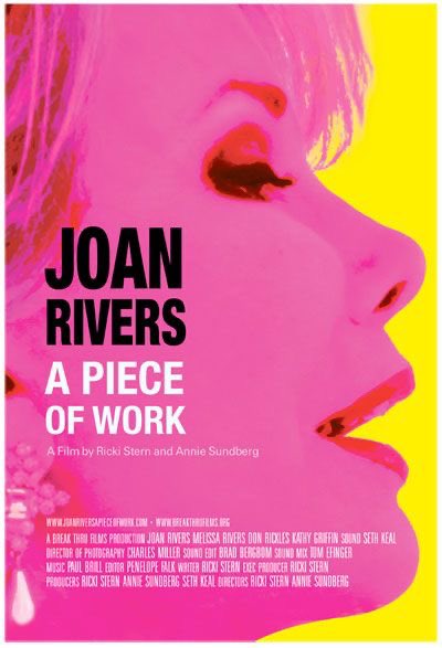 “Let me tell you what comedy is about. 

Comedy is to make everybody laugh at everything and deal with things, you idiot... so don’t you tell me what’s funny. 

... If we didn’t laugh, where the hell would we all be?”

@Joan_Rivers #JoanRivers #APieceOfWork 

No me caso de verla.
