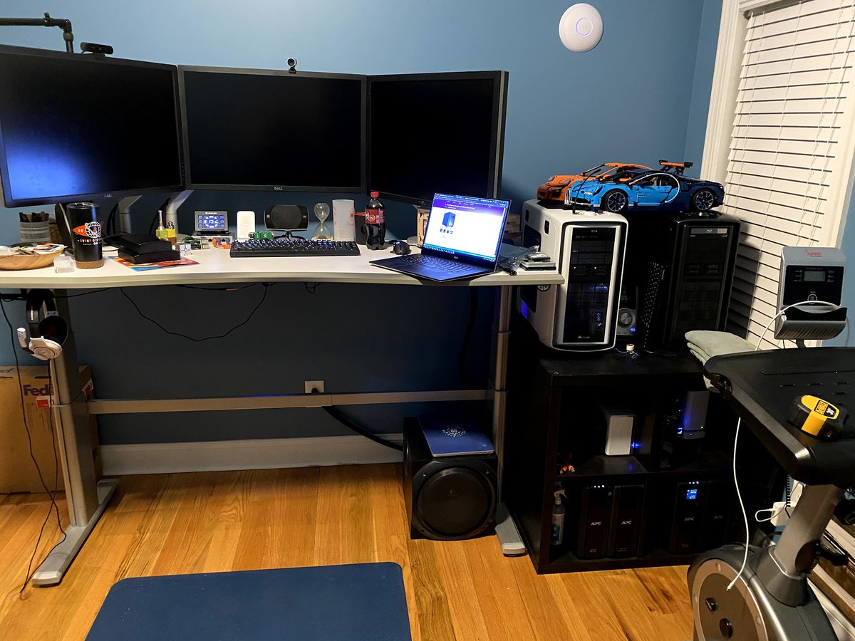 Overall: I'm converting my existing layout of some network gear, UPSes, and drives in 2 IKEA units with desktop systems on top to...a rack! That'll give me more office space overall. Here's a recent-ish pic of the current layout. Picture the right as a 15U rack instead: