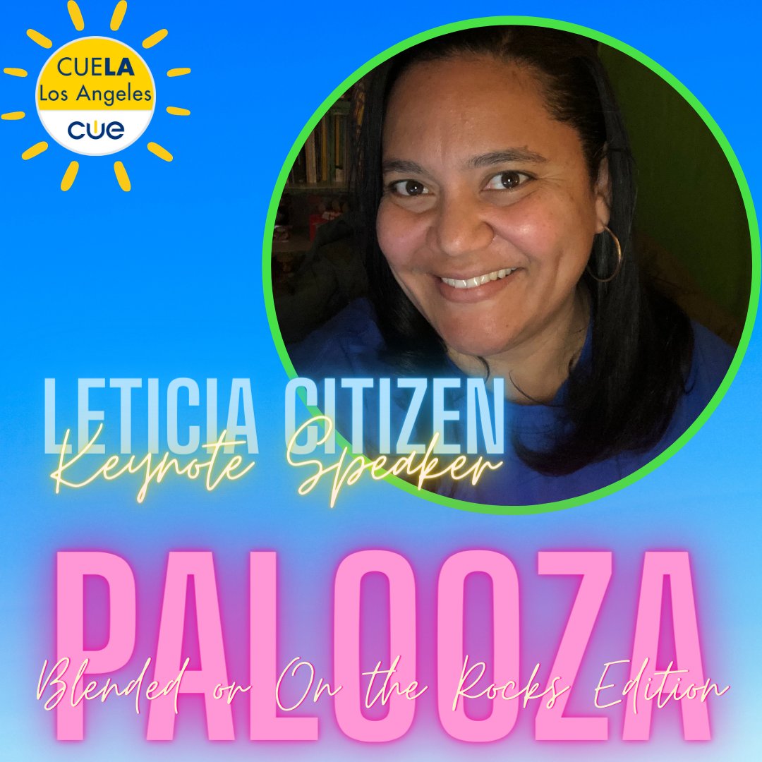 cuelosangeles's tweet photo. CUELA is proud to announce our keynote speaker - Leticia Citizen (@CitiCoach). Leticia is a 21-year educator, an i4Coach, and co-founder of @EquityActionCA. Join her & CUELA on 2/20 for #Palooza2020! #wearecue #edtech #womenintech #cue @cueinc https://t.co/By5psceEhi