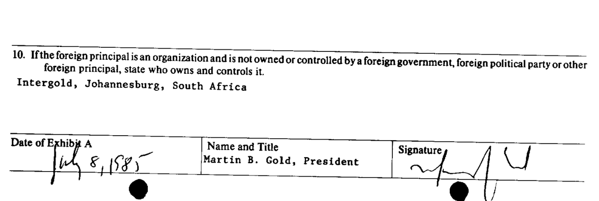 Howard Liebengood, Sr. went into business with Martin B. Gold, former counsel to Tennessee senator Bill Frist and lecturer in Moscow and Beijing. First FARA client? Intergold out of Apartheid-era South Africa - 1985.  https://efile.fara.gov/docs/3700-Exhibit-AB-19850701-D12O9R01.pdf