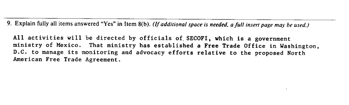 Another interesting FARA client - representing Mexico around the negotiations of NAFTA.  https://efile.fara.gov/docs/3700-Exhibit-AB-19910301-D12OK801.pdf