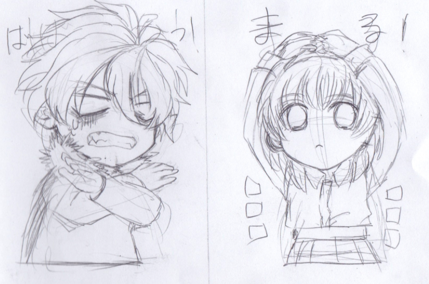 ずっと前にLINEスタンプ風に描いてた時だけどこの×○くーさんちーちゃんいいね好き 