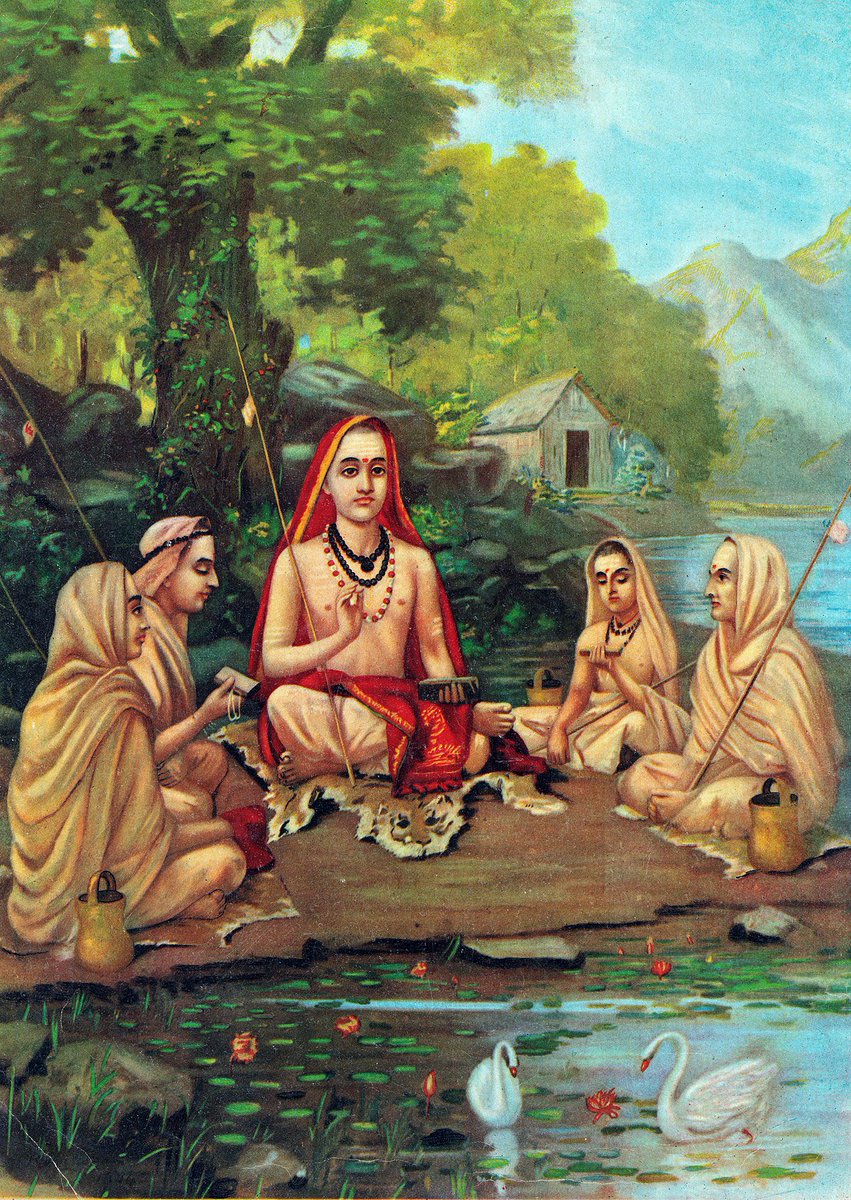 ADI SHANKARACHARYA AND PADMAPADA/SANANDANAOnce while Adi Shankara was in Kasi he saw Sanandana (one of his prime disciples) standing on the other bank of the Ganga. Sanandana was drying Acharya's clothes. Adi Shankara decided to reveal Sanandana's Guru Bhakti to the world.