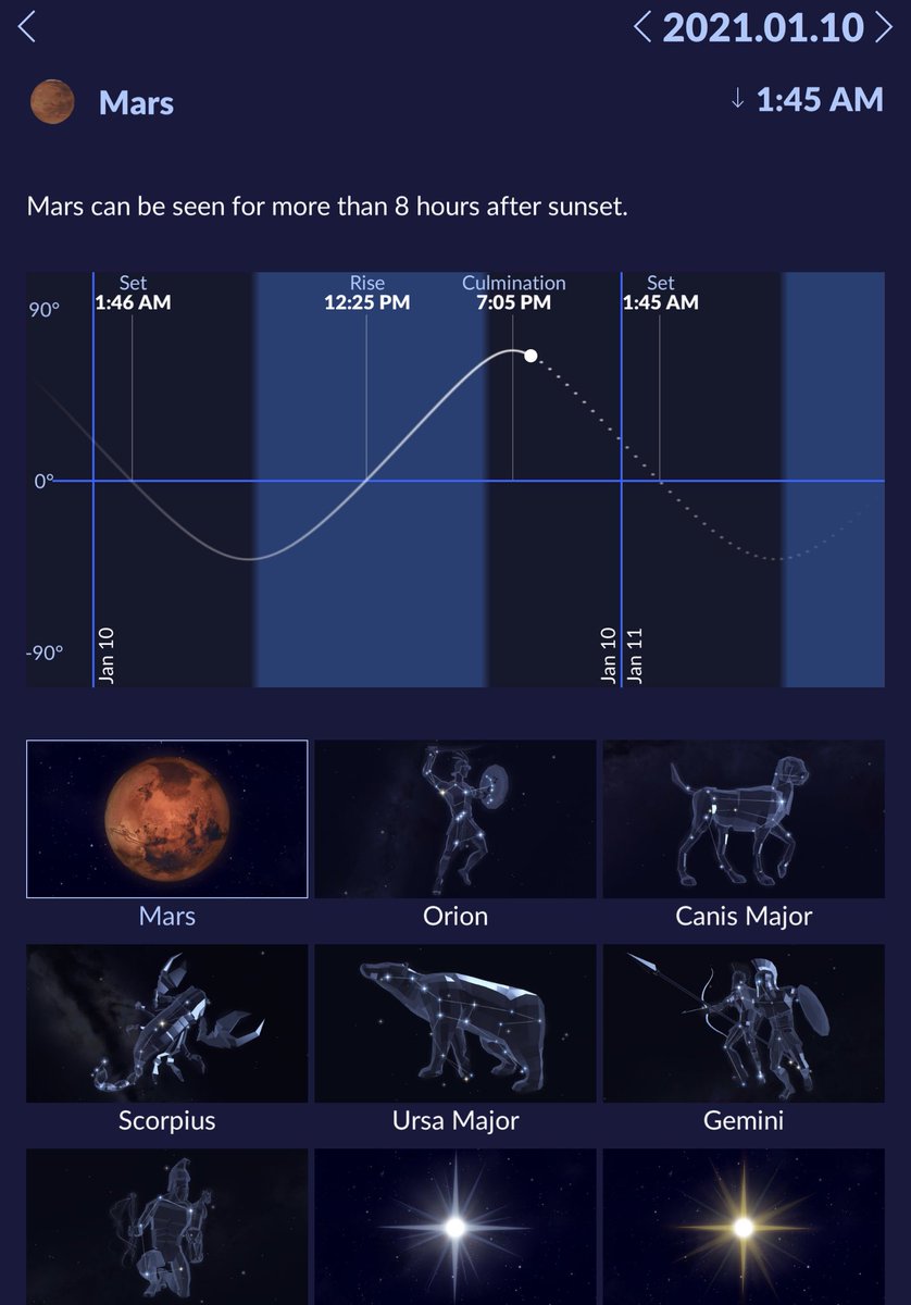 BaileySilk2's tweet photo. Tonight’s weather was less than favorable, but because of Go Sky Watch 2 I was able to better visualize the sky tonight! Though I couldn’t see much, I did glimpse a decent look at Mars. I was able to see without a telescope! I also love the AR aspects of this app! @DorOKSG https://t.co/hBPmi8UGdn