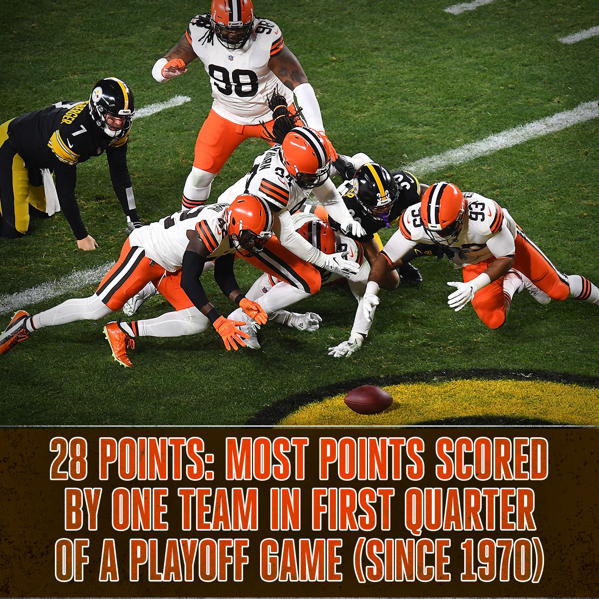 SNFonNBC's tweet photo. A historic first quarter for the Cleveland Browns.

No team has done this since the 1970 merger. #CLEvsPIT // @NBC // @PeacockTV https://t.co/YHTXHZvvpx