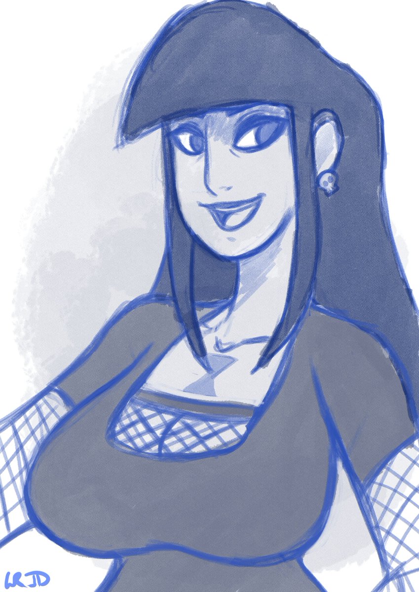 WRJDart's tweet photo. Lenore Luna from #DownlovableContent #webcomic. When I watch @AWDtwit stream it's hard to not hop on the cintiq and doodle along. #fanart #gothgirls https://t.co/3kDxGz6WOv