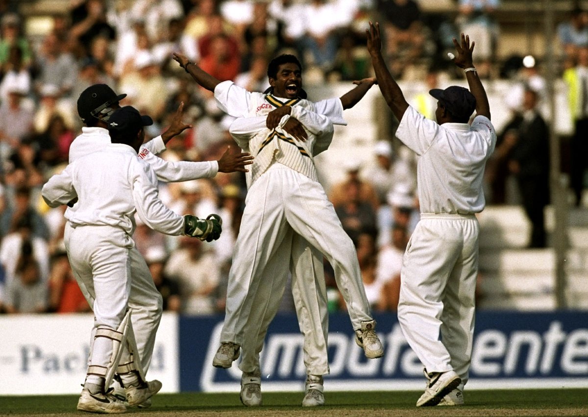 crickcet's tweet photo. On this day, 23 years ago, Muttiah Muralitharan took a match bag of ten wickets for the first time as Sri Lanka beat Zimbabwe by ten wickets. He would go onto to take match bag of ten wickets on 21 more times. https://t.co/kliZIjpQct