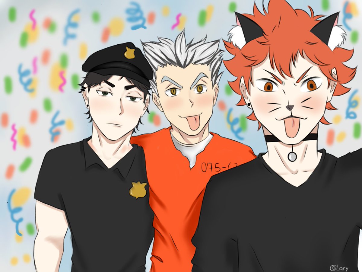 laryaozao's tweet photo. Pro último dia desse projeto maravilhoso #HaikyuuWeekInBrasil 

Meio atrasada mas selfie do hinata e os pai coruja no carnaval👍
@HWeekInBrasil https://t.co/6pTACyLKv0
