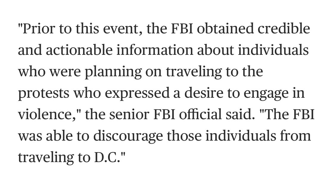 What made my head explode was this graf (from article linked in previous tweet)...?!?!? So FBI was aware of people who intended to travel across state lines to engage in violence and managed to “discourage” them. Umm...why weren’t they *arrested*?????