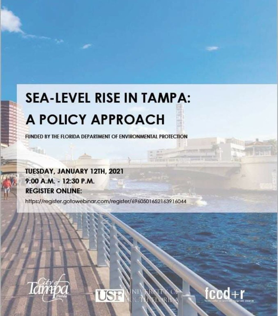 lwvnpinellas's tweet photo. The City of Tampa is holding a webinar on sea level rise on January 12th from 9am-12pm. Interested? Register at https://t.co/u7zvr6170M. https://t.co/ZR5obOfH5v