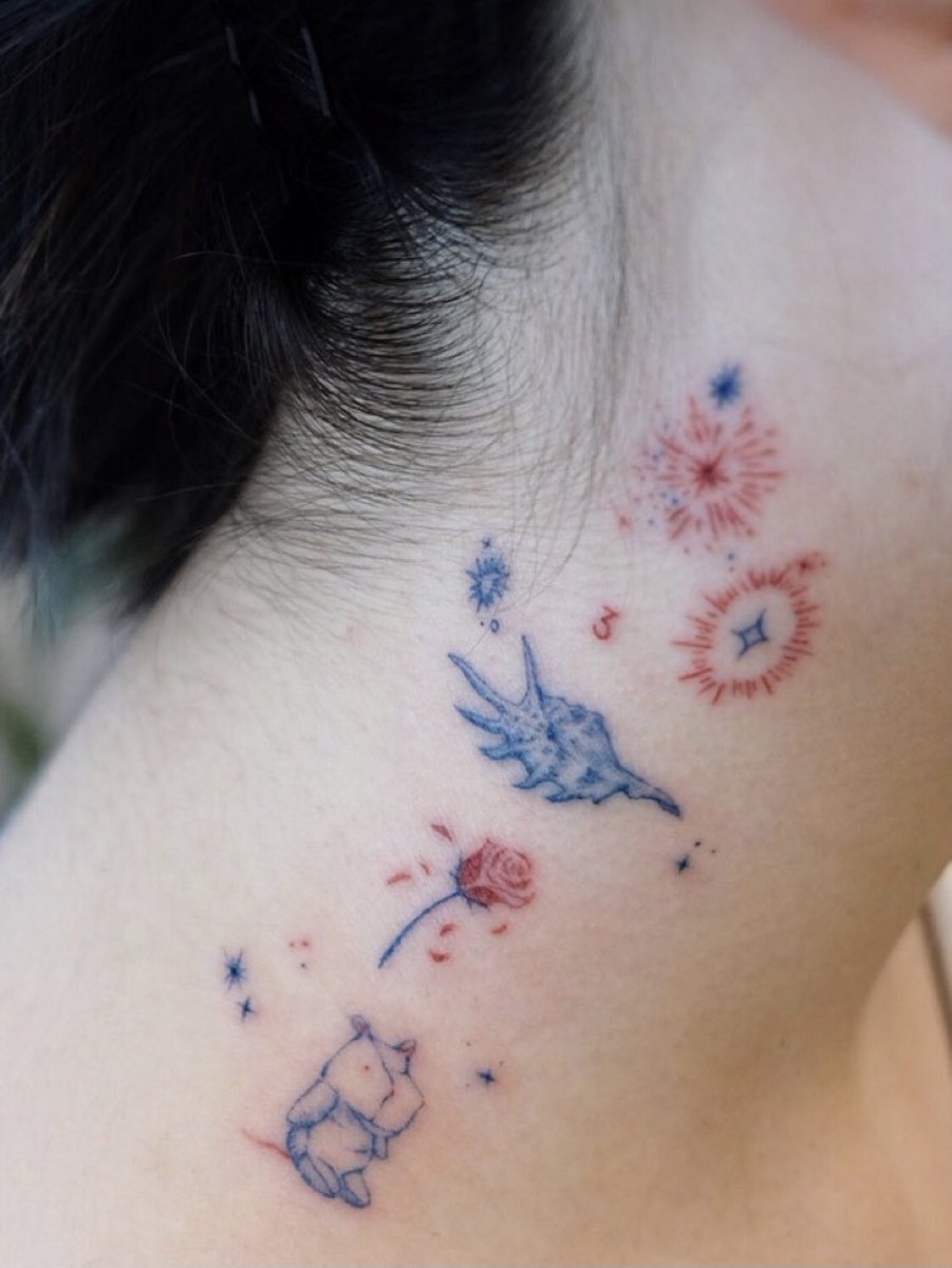 𝘰𝘮𝘰𝘤𝘩𝘪 今まで入れたタトゥー全部かなり気に入ってるけど こういう繊細でカラフルなタトゥー を入れるならやっぱり韓国のアーティストさんに限る