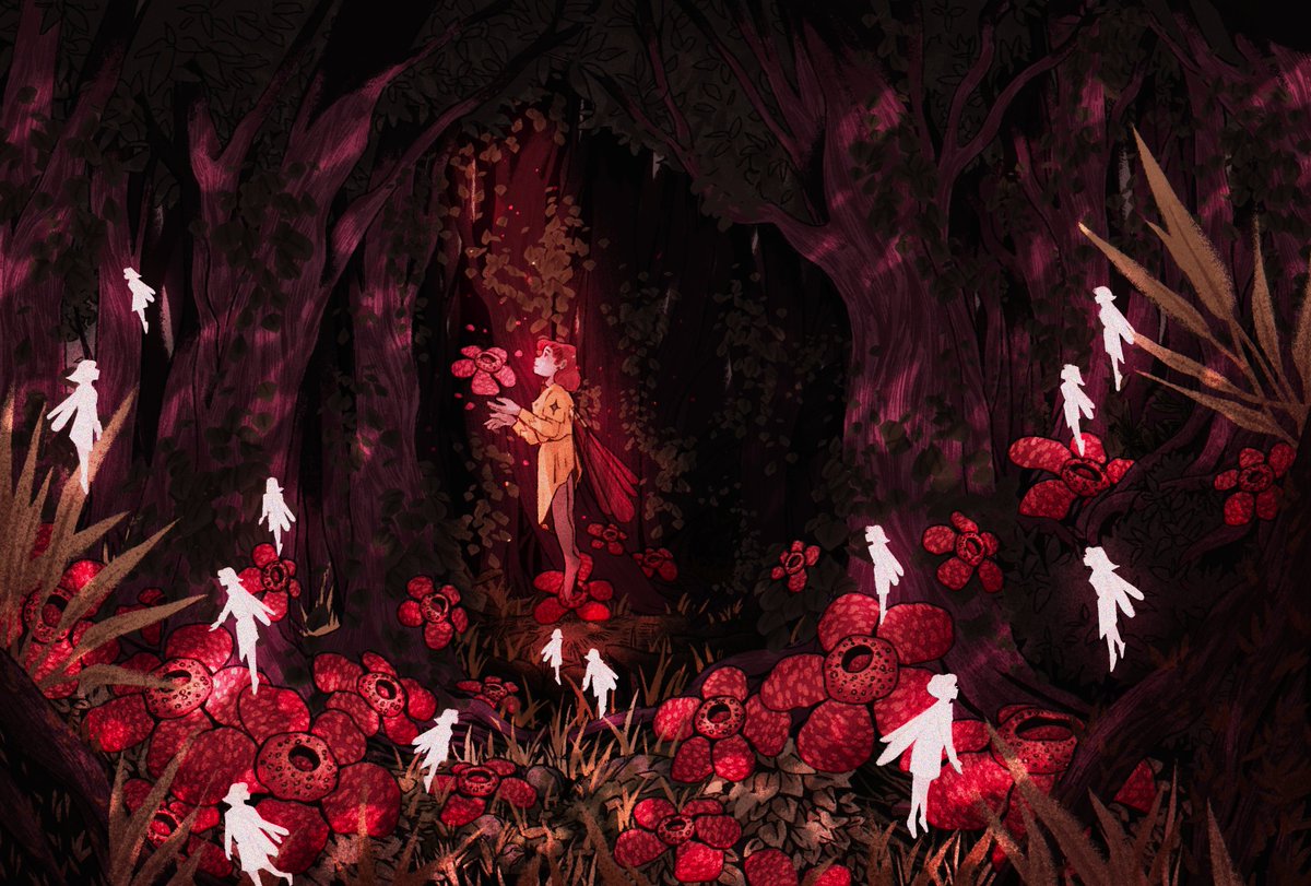 red morning ✸ my full illustration for <a href="/lowlightzines/">❋ Lowlights @ LEFTOVER SALES CLOSED ❋</a> 🌞👋 a very very cool zine for people longing for the outside and the fantastical ✨