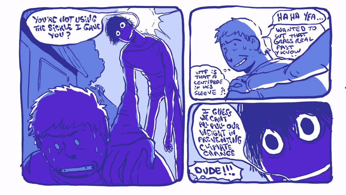 #IAmNonbinary Hi hi! I work in animation & make comics in my free time. Currently uploading this silly webcomic daily. I'm v happy to follow new nonbinary artists thanks to this hashtag 💖🥺