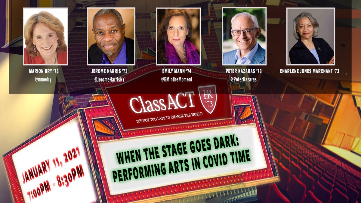JeromeHarrisNY's tweet photo. @ClassACTHR73 unites alumni to address issues. 
@mmedry @JeromeHarrisNY @EMintheMoment @PeterKazaras and Charlene Jones Marchant examine #COVID19's impact on the arts: January 11, 7PM ET! 
All are welcome. 
Register: https://t.co/qK6gSkI6Ma
#ClassACTForum https://t.co/DyuXkxs8q7