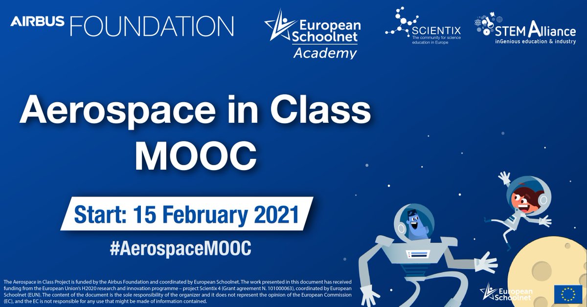 eu_schoolnet's tweet photo. Ready to embark on a journey with the #AerospaceMOOC? 🚀 
https://t.co/IrG4wbPMek
Learn how to plan &amp; design aerospace activities in your classroom by using engaging #STEM resources created by Airbus engineers!
Register for the @AirbusFdn, @scientix_eu &amp; @stemalliance_eu MOOC! https://t.co/GmxBfirh2i