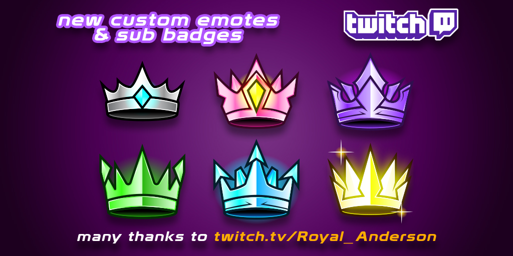 Crown Sub Badges for Twitch, Discord Emotes