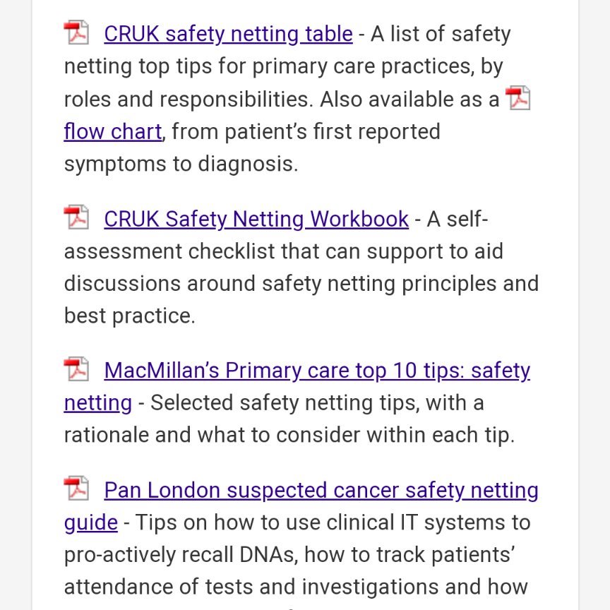 Some great further resources and links from  @CRUKHCPs  https://www.cancerresearchuk.org/health-professional/diagnosis/suspected-cancer-referral-best-practice/safety-netting#Safety_netting1
