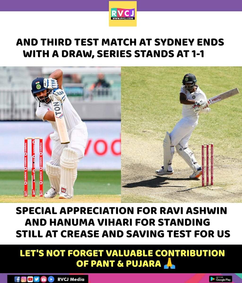 BHK_SALA's tweet photo. What a display set by these two. Immense contribution from these two. This draw is not less than winning.
Nailed it.
#INDvAUS #INDvsAUSTest #Ashwin #Vihari #TimPaine https://t.co/fMY6RKON1x