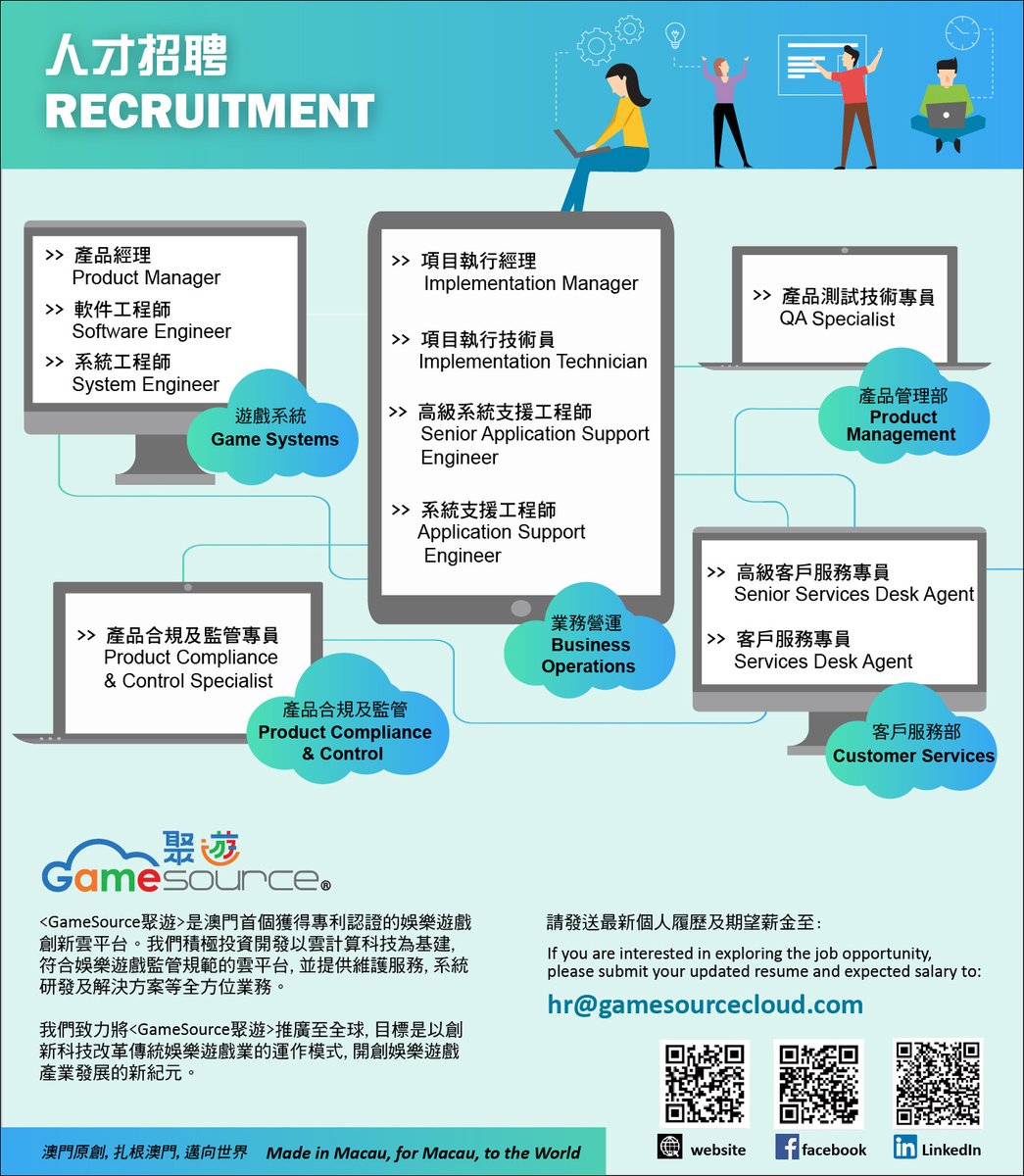 GameSourceMacau's tweet photo. WE ARE HIRING!!! Come Join US🤜🤛

We are looking for incredible individuals to join our growing team. Join us now! 

#gamesource #macau #hiring https://t.co/C4MTbaFxAX