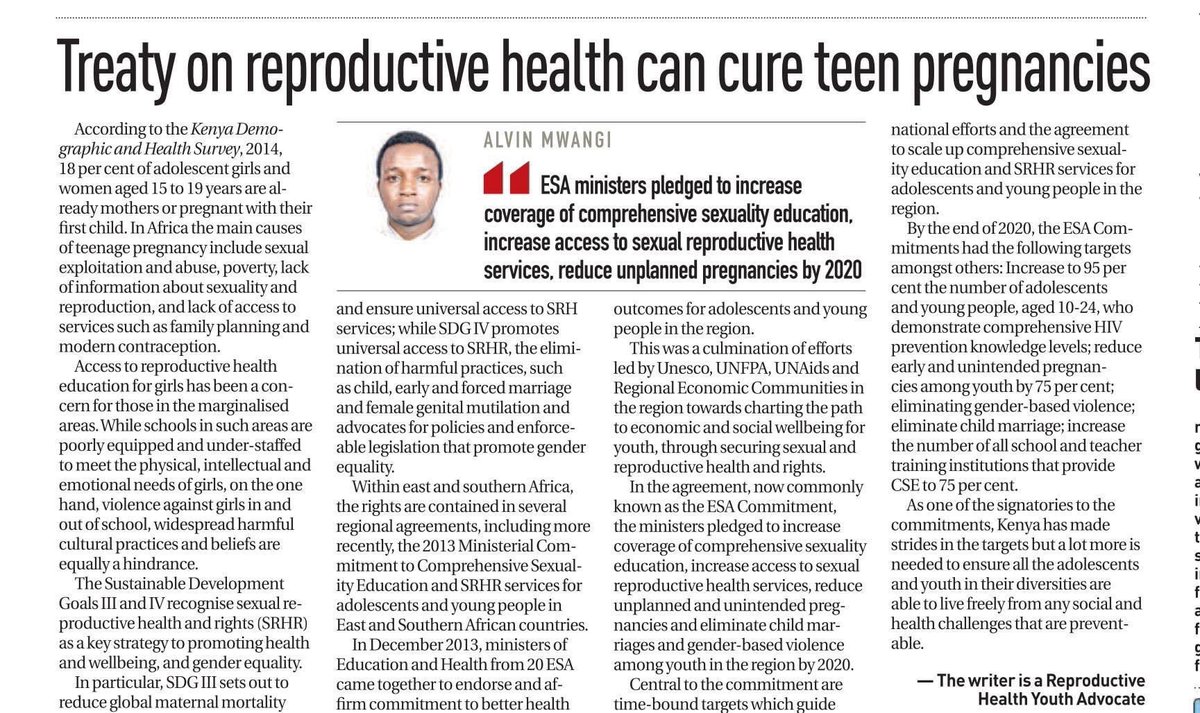 Alvinmwangi254's tweet photo. Kenya should Re-commit to the Eastern & Southern Africa Commitments #ESACommitmentsKE on Age appropriate Comprehensive Sexuality Education to reduce on the adolescents pregnancies that Kenya is still experiencing!
@KenyaSRHR @CSA_Kenya @UNESCO @NAYAKenya @YEMKenya @TICAH_KE https://t.co/qgawyNTYAR