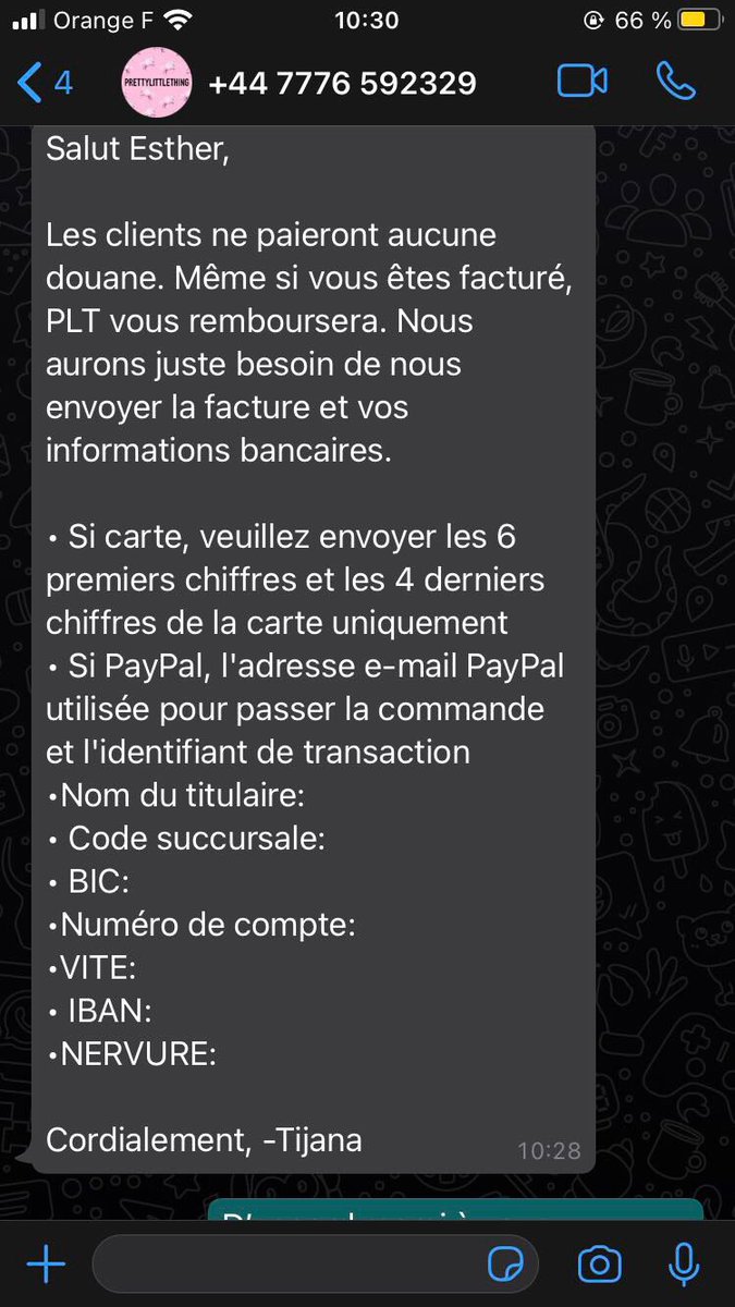 ShowVickii's tweet photo. @KasouwCaarter Envoi un message au service client PLT ils remboursent les vrais de douane https://t.co/ALOLynt4SR