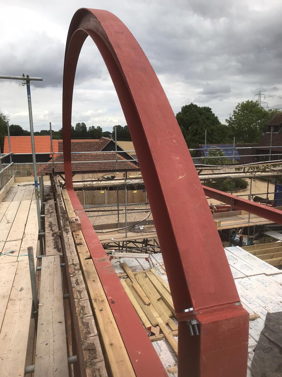 Throwing it back to the summer and the arrival of the curved steels for our Dutch Barn project. It takes a lot of skill  to manoeuvre these giants into place! <a href="/Mahsteel/">MAH Steel</a> #steels #byford #building #bespokebuilders #essex