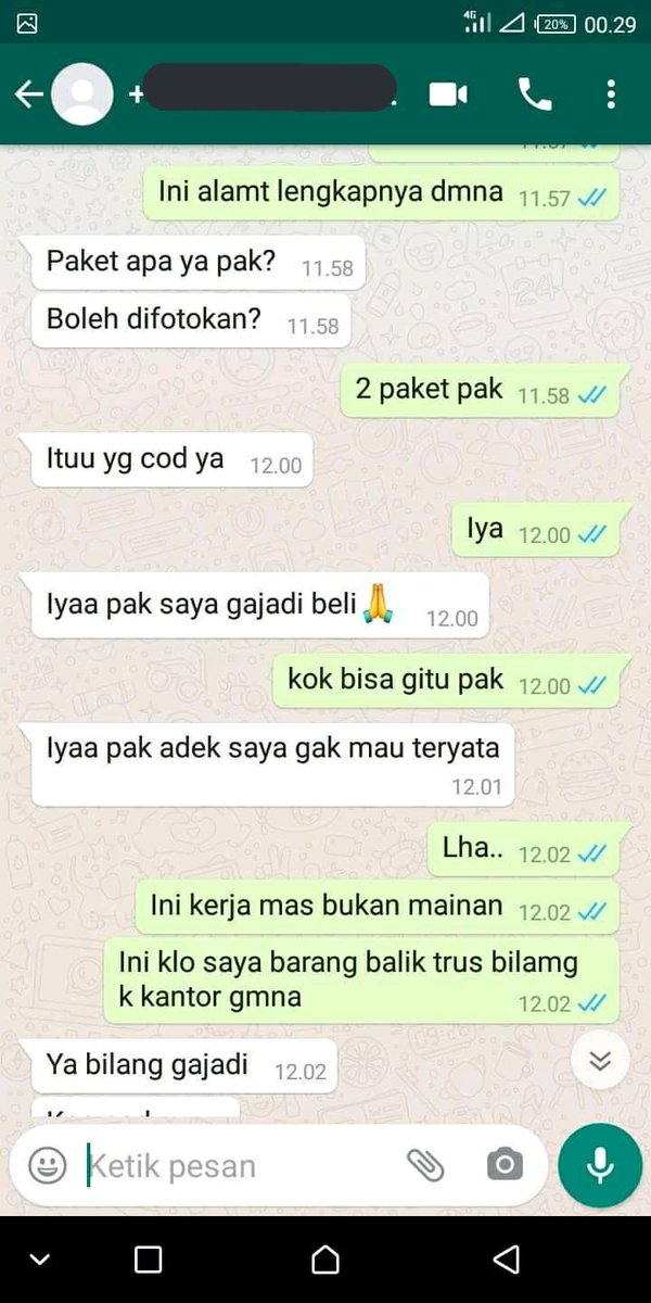 txtdrikurir's tweet photo. Tolong lebih diedukasi untuk semua, jika ingin berbelanja online dgn pembayaran COD. 

seperti contoh kasus ini, nge gampangin retur paket 😟 https://t.co/vAlIhmV2yn