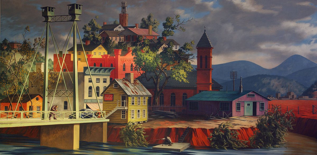 "The Two Rivers" is a painting by American painter and sculptor Peter Blume, whose works contained elements of folk art, Parisian Purism, Cubism and Surrealism.
#arthistory #20thCentury #colorlove