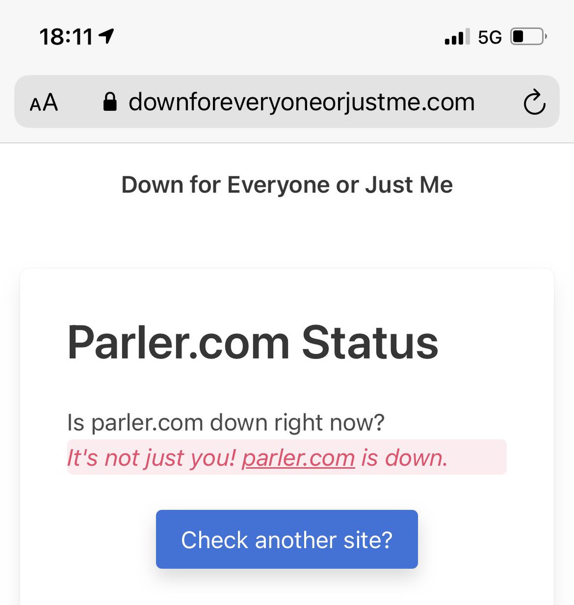 troyhunt's tweet photo. Parler is dead https://t.co/g4TWXkx5wX