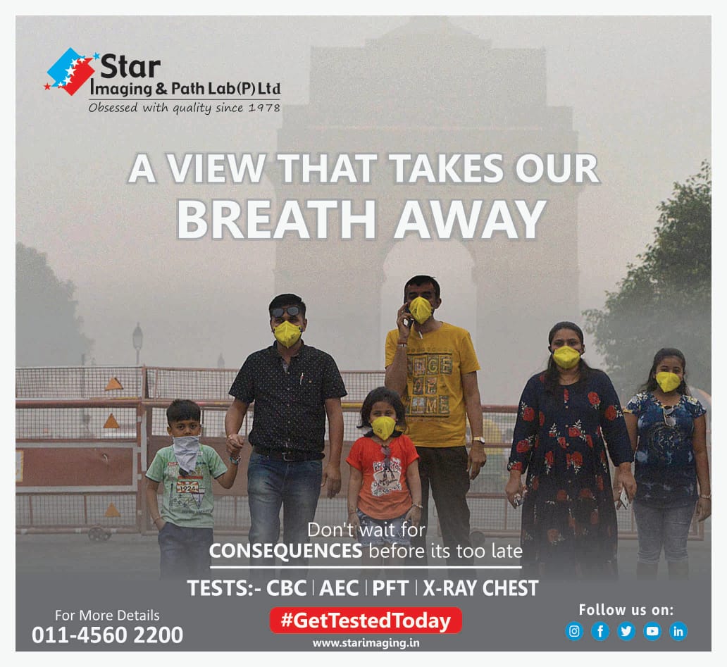 A view that takes our breath away 
Dont wait for consequences before its too late 
Test : 
✅ CBC
✅ AEC
✅ PFT 
✅ X-RAY CHEST

For More Info, Contact Us: 
☎ 011-4560 2200 

#CBCTest #AirPollution #PollutionFreeDelhi #AECTest #PFTTest #XrayChest #StarImaging #Healthcare