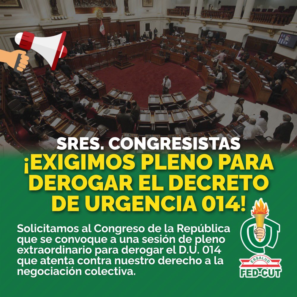 Willy_PonceC's tweet photo. #Señores congresistas los trabajadores hoy necesitan de ustedes para derogar nefastos decretos de urgencia; vamos por una Ley de Negociación Colectiva sin trampas ⁦@FedCut⁩ ⁦@AngelDionicioO1⁩ ⁦@josue_cuzcano⁩ ⁦@OmarMerinoAPP⁩ ⁦@OsedaYucra⁩ https://t.co/gdkRMtBMRs