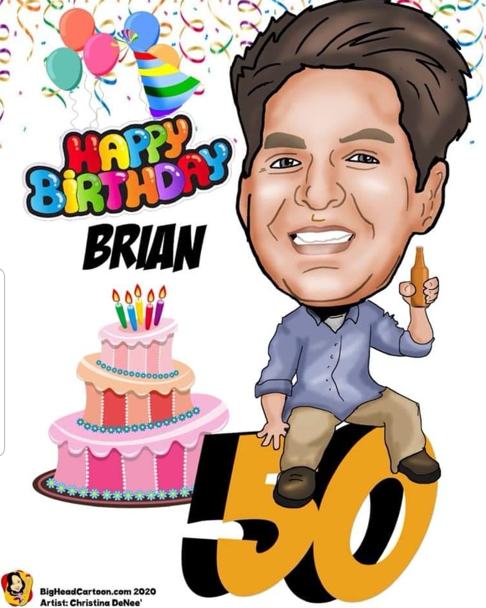 Happy 50th Birthday Brian! Thanks for becoming a #BigHeadCartoon! #CaricatureArtist #Caricatures #virtualevents #eventprofs