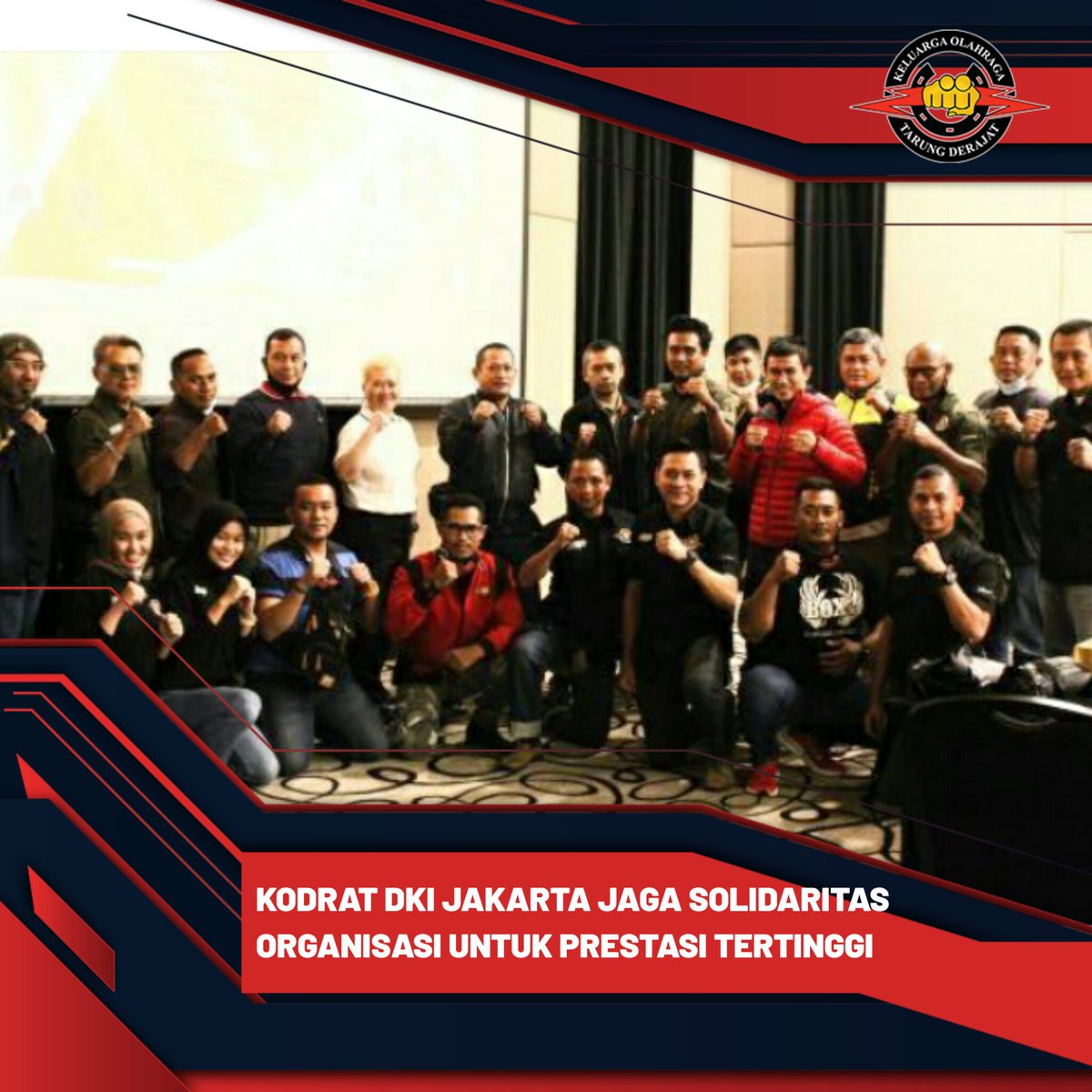 PBKodrat's tweet photo. Pengprov Kodrat DKI Jakarta gelar Rakor bertema "Menjaga Solidaritas Organisasi, Mencapai Prestasi Tertinggi"

Pengenalan pengurus baru &amp; membahas program-program unggulan demi tercapainya prestasi gemilang bersama pelatih Tarung Derajat se-DKI Jakarta

#TarungDerajatIndonesia https://t.co/3UQdLMBeiA