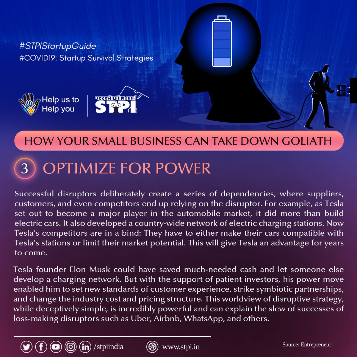 stpiindia's tweet photo. #Startups can develop a disruptive strategy to create a synergistic ecosystem by collaborating with all stakeholders and bring in a paradigm shift in market competitiveness, positioning of product, customer acquisition, and business growth. #STPIINDIA #STPIStartupGuide @RSPrasad https://t.co/f9ch1FOqA7