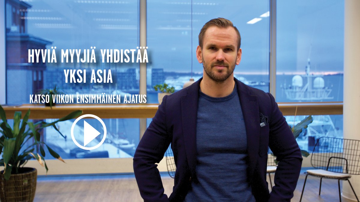 Mikä yksi asia yhdistää hyviä myyjiä?

Katso Juuso Helokankaan viikon ensimmäinen ajatus: hubs.ly/H0DwD7G0

#viikonensimmäinen