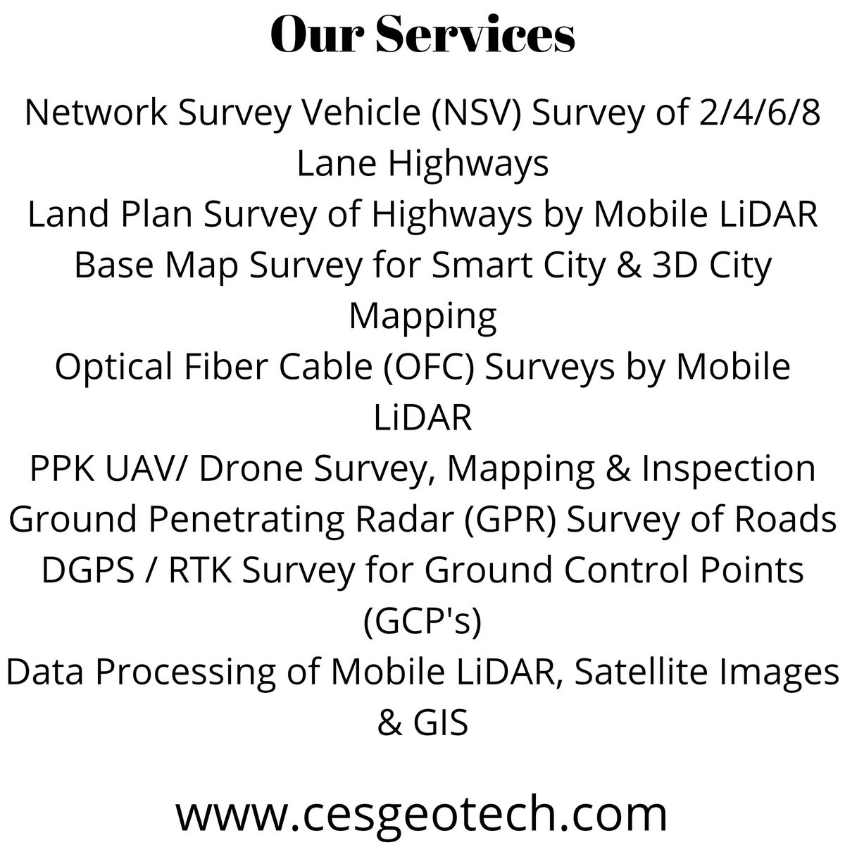 CGeotech's tweet image. Providing complete 3D Geospatial solutions with Land Surveying, Mapping, GIS requirements. 

#civilengineering #infraservices #construction #survey #mapping #surveyor #civilconstruction #civilengineers #roadsurvey #GIS #Lidar #GPR #NSV #UAV #DGPS #GNSS